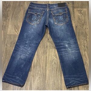 Men's True Religion Ricky relaxed straight Sz 40 Acid wash Brown Made in USA